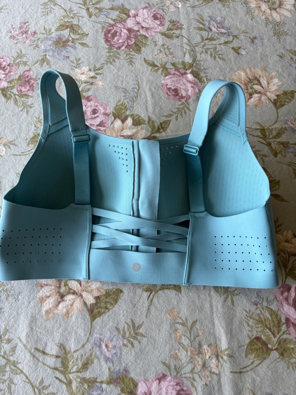 Victoria's Secret Light Blue and Blush Crisscross Sports Bra